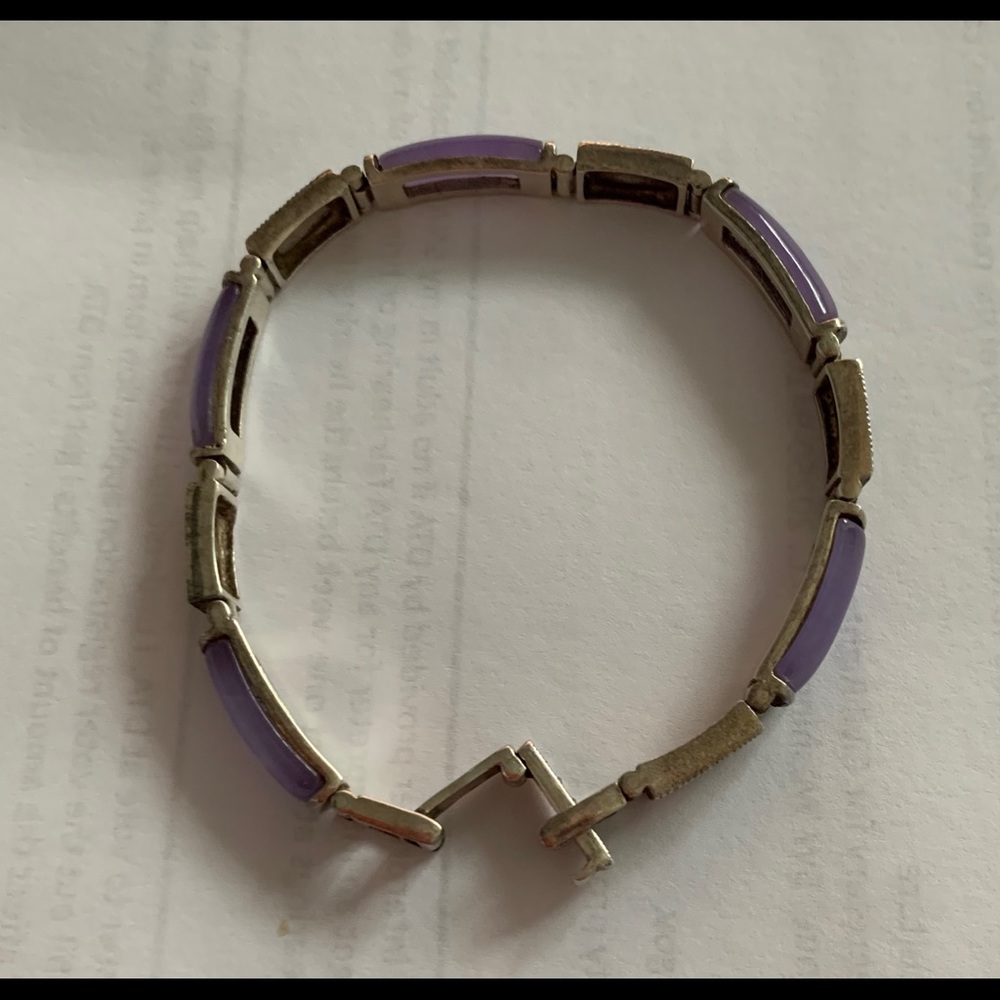 925 link bangle purple jadestone fortune bracelet
